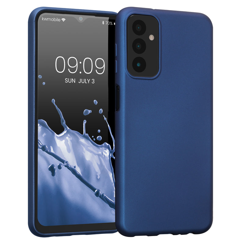 kwmobile Handyhülle für Samsung Galaxy M13 Hülle - Silikon Case metallisch schimmernd - Schutzhülle Cover