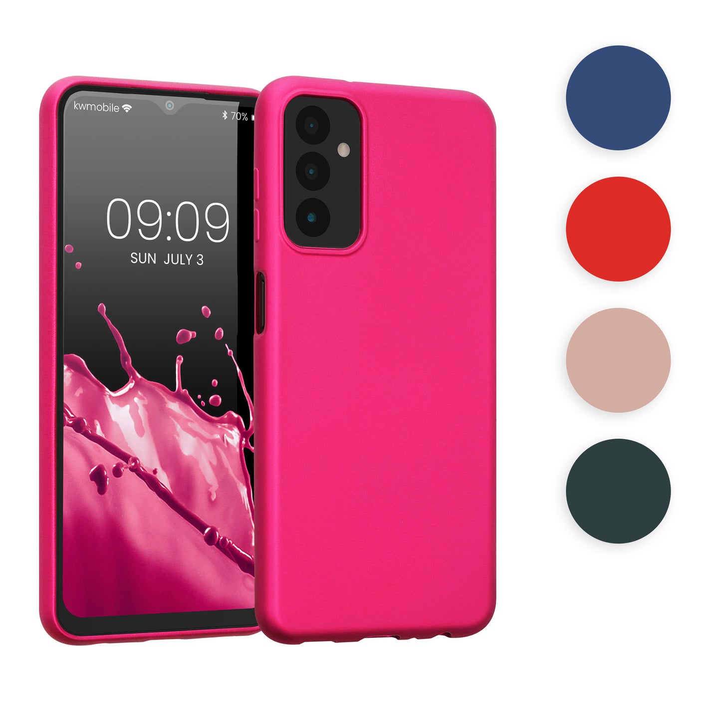 kwmobile Case kompatibel mit Samsung Galaxy M13 Hülle - Schutzhülle aus Silikon metallisch schimmernd - Handyhülle Metallic Blau Metallic Blau  