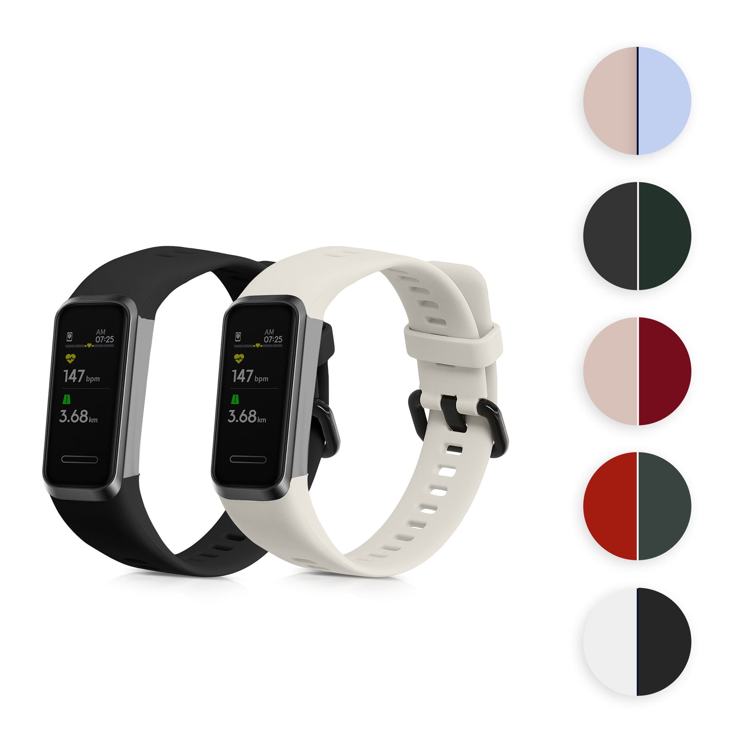 kwmobile 2x Uhrenarmband für Huawei Band 4 Armband - Fitnesstracker Band Set aus TPU Silikon - Ersatzarmband Smartwatch - Schwarz Bordeaux Schwarz  [dsg06]