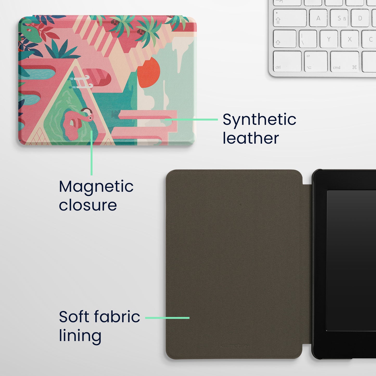 kwmobile Klapphülle kompatibel mit Amazon Kindle Paperwhite 11. Generation 2021 Hülle Flipcase mit Magnetverschluss
