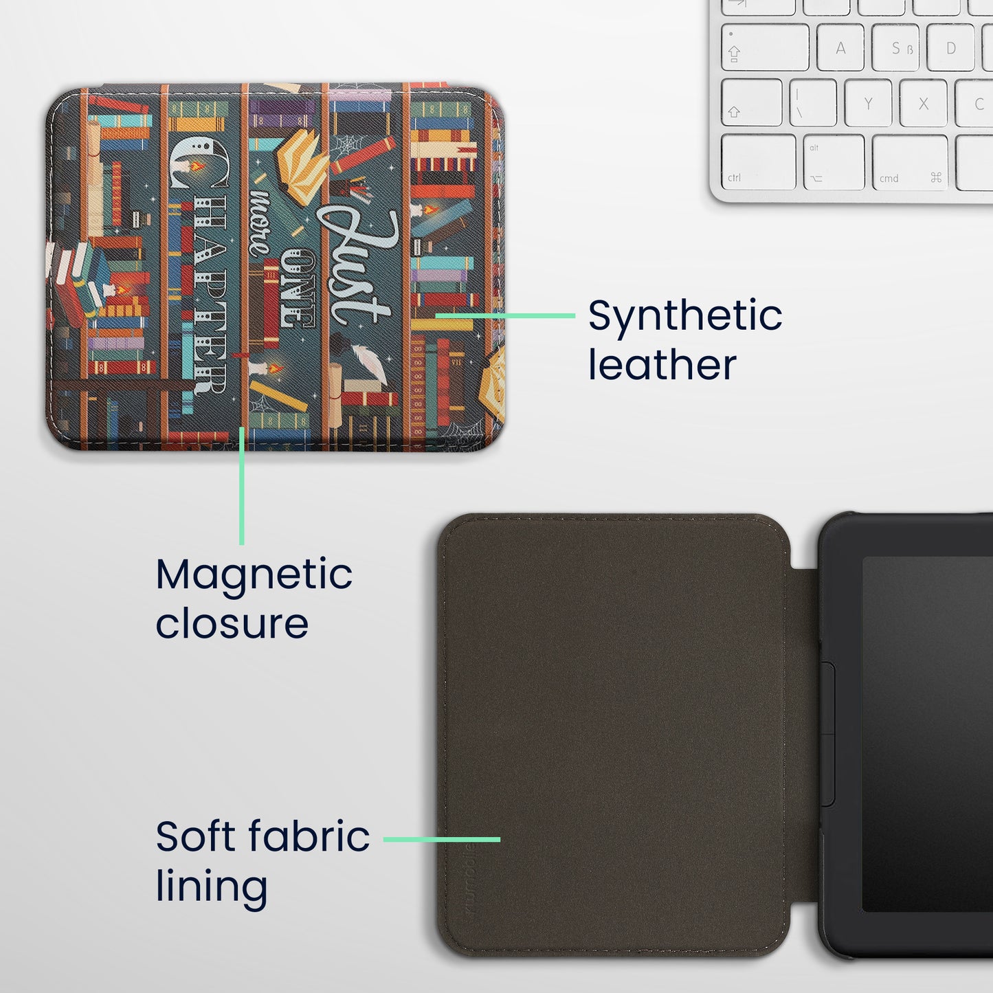 Kunstleder Hülle kompatibel mit Barnes & Noble NOOK Glowlight 4 / 4e