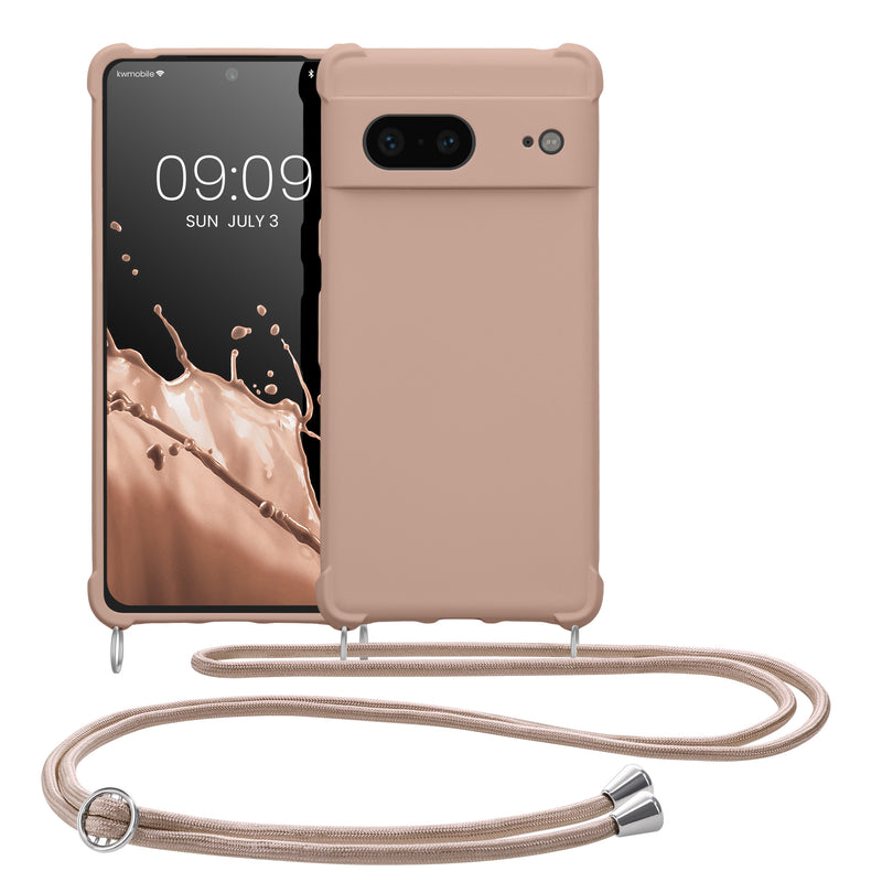 kwmobile Necklace Case kompatibel mit Google Pixel 7 Hülle - Cover mit Kordel zum Umhängen - Silikon Schutzhülle