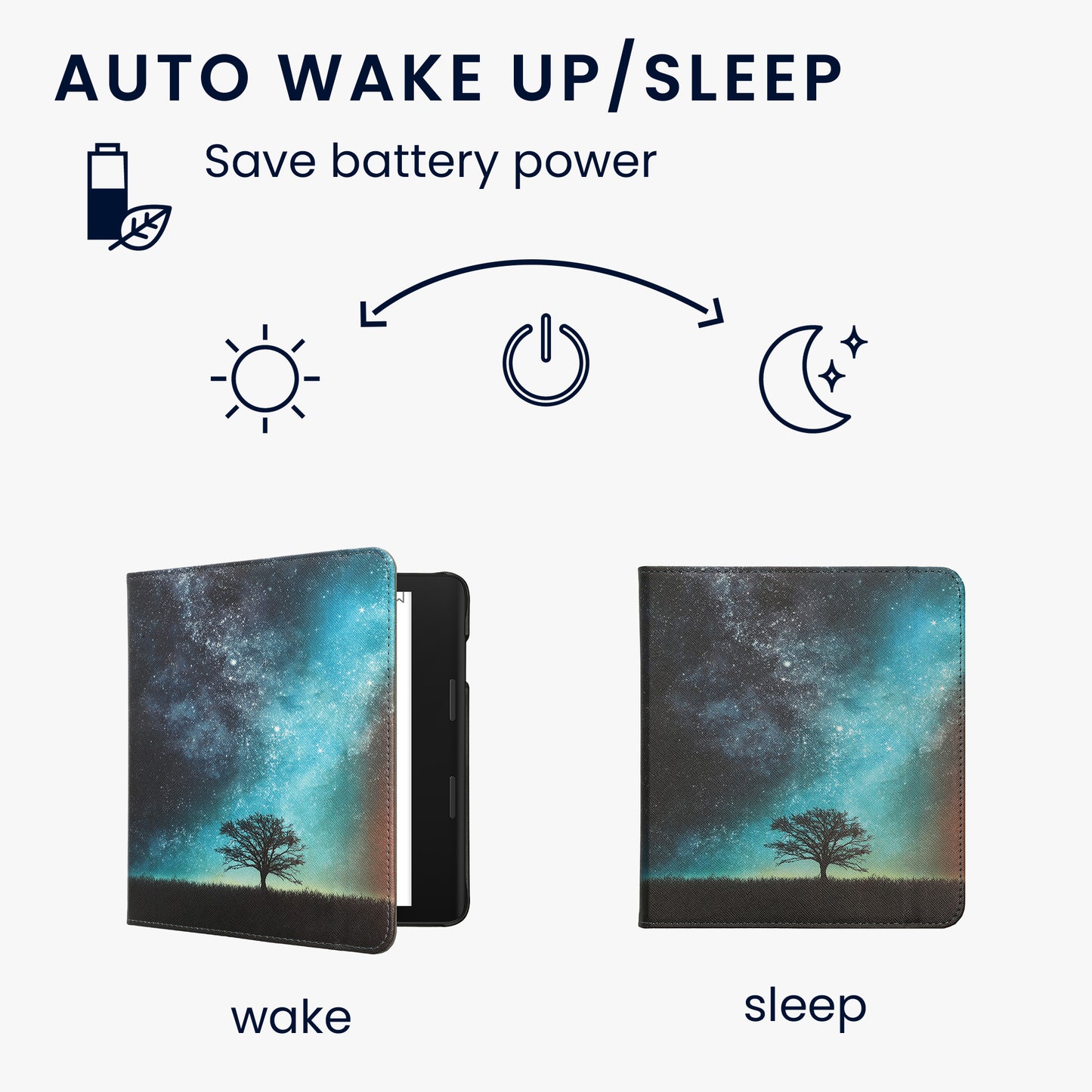 kwmobile Schutzhülle für Tolino Epos 3 Hülle - eReader Flip Case mit Handschlaufe und Auto Sleep Funktion