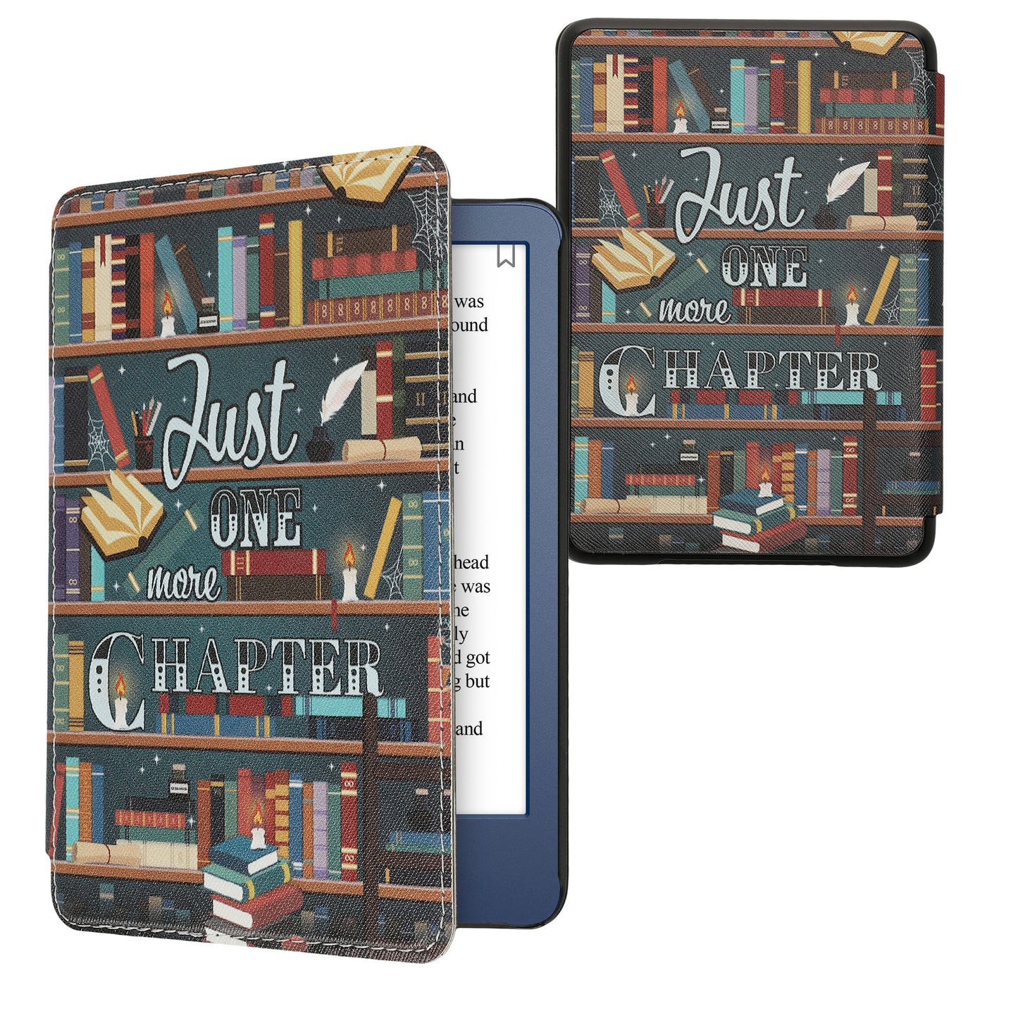 kwmobile Schutzhülle für Amazon Kindle (2022/2024) Hülle - eReader Flip Case mit Auto Sleep Funktion - Bibliothek Motto