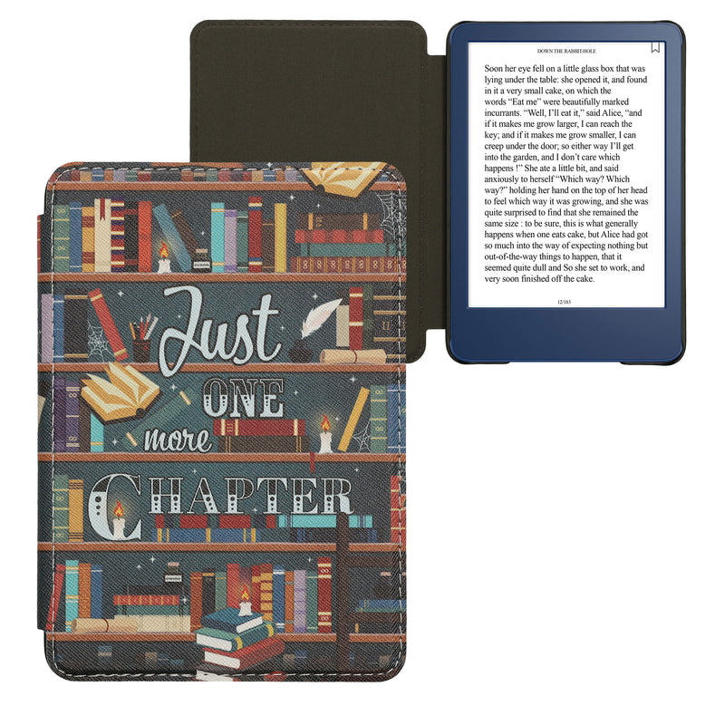 kwmobile Schutzhülle für Amazon Kindle (2022/2024) Hülle - eReader Flip Case mit Auto Sleep Funktion - Bibliothek Motto