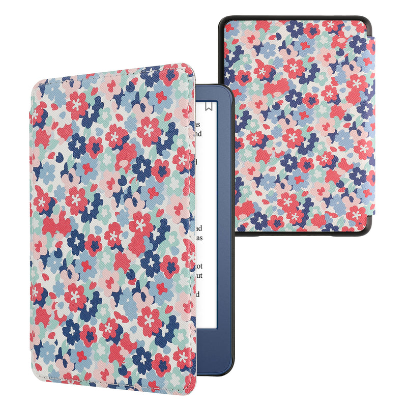 kwmobile Schutzhülle für Amazon Kindle (2022/2024) Hülle - eReader Flip Case mit Auto Sleep Funktion - Bibliothek Motto