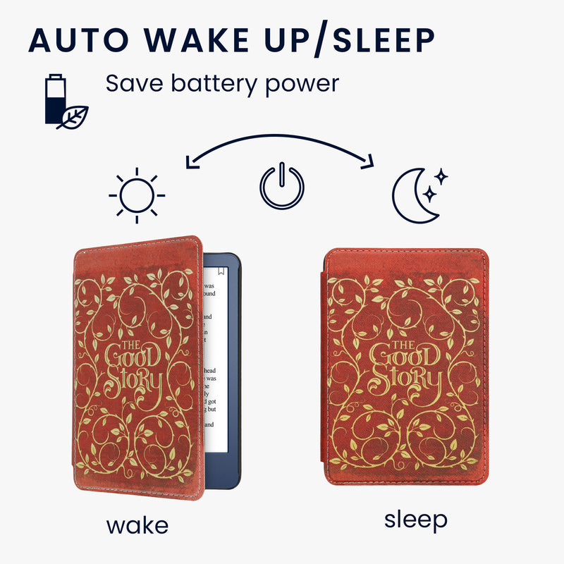 kwmobile Schutzhülle für Amazon Kindle (2022/2024) Hülle - eReader Flip Case mit Auto Sleep Funktion - Bibliothek Motto