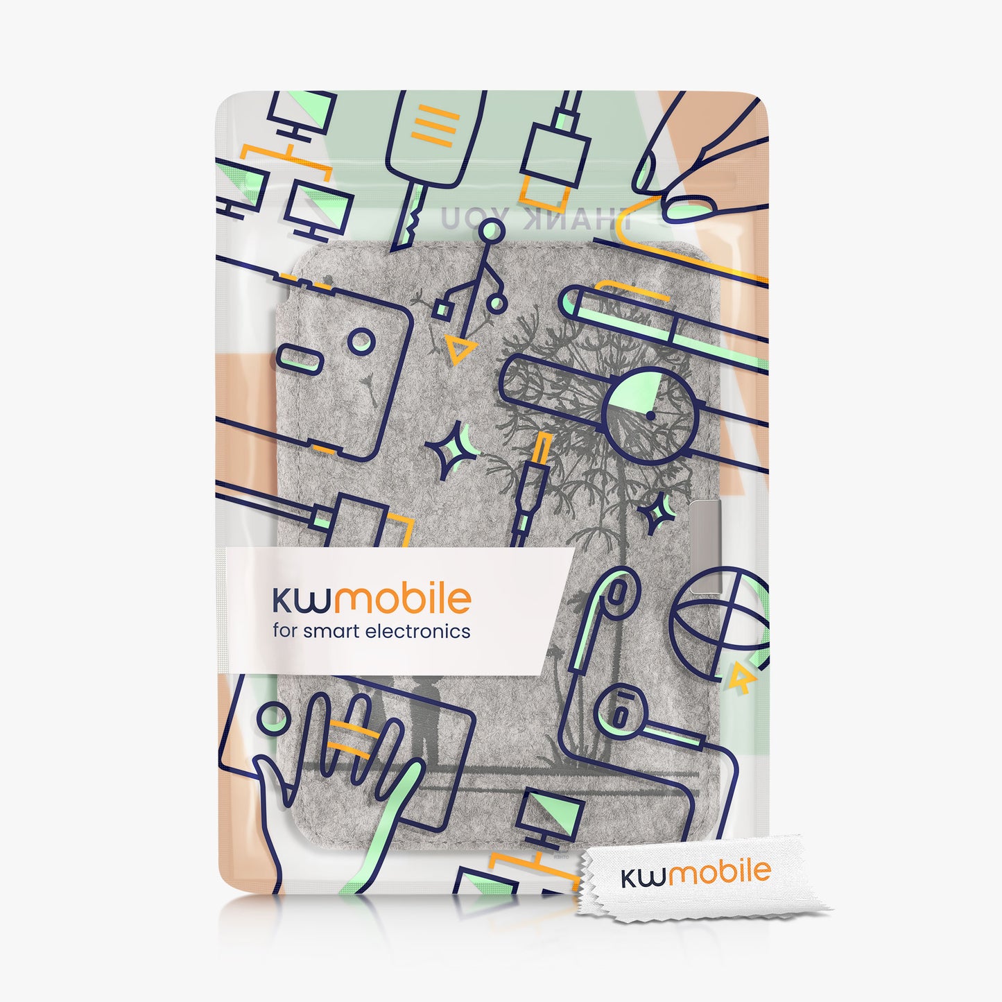kwmobile Filz Hülle kompatibel mit Tolino Vision 1 / 2 / 3 / 4 HD Cover eReader Case mit Standfunktion Magnetverschluss
