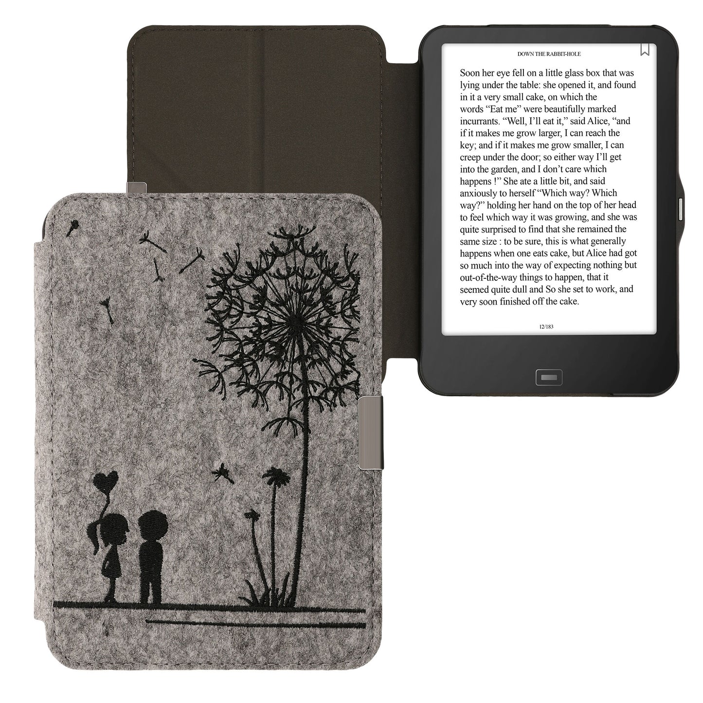 kwmobile Filz Hülle kompatibel mit Tolino Vision 1 / 2 / 3 / 4 HD Cover eReader Case mit Standfunktion Magnetverschluss