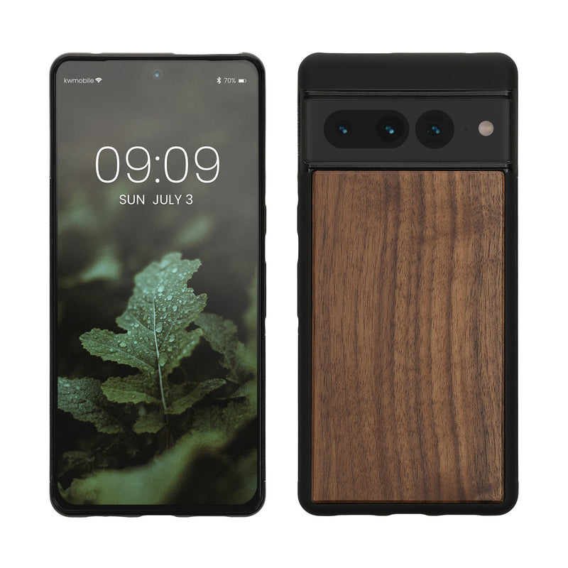 kwmobile Hülle kompatibel mit Google Pixel 7 Pro Hülle - Holz Case - stoßfestes Handy Cover - TPU Handyhülle in Hellbraun Braun Eichenholz Hellbraun  