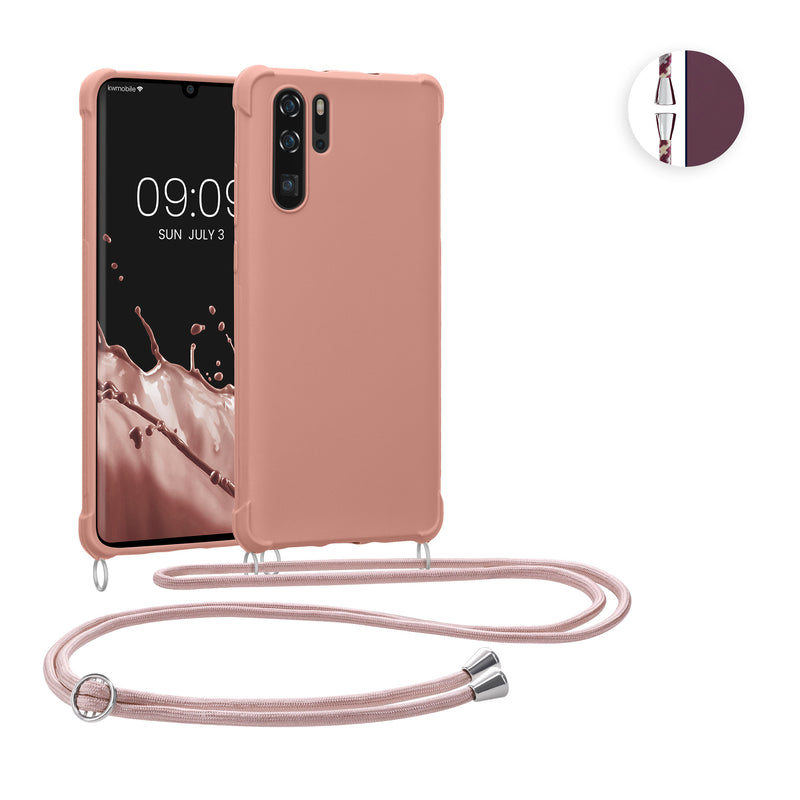 kwmobile Necklace Case kompatibel mit Huawei P30 Pro Hülle - Cover mit Kordel zum Umhängen - Silikon Schutzhülle Perlmutt Perlmutt  