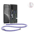kwmobile Necklace Case kompatibel mit Oppo A76 / A96 Hülle - Silikon Cover mit Handykette - Rosa Dunkelbraun Transparent Kirschblütenblätter Rosa  [dsg01]