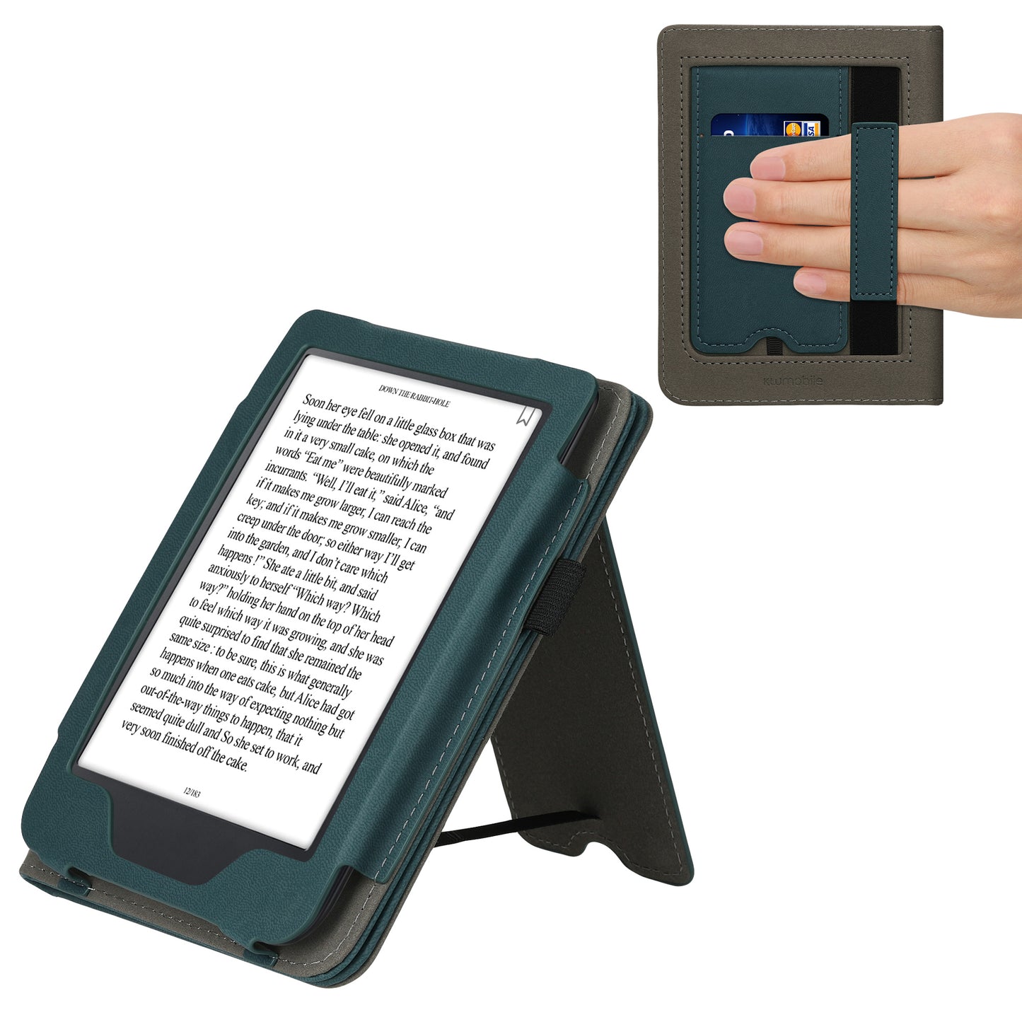 kwmobile Flip Hülle kompatibel mit Kobo Clara 2E / Tolino Shine 4 - Handschlaufe - Cover