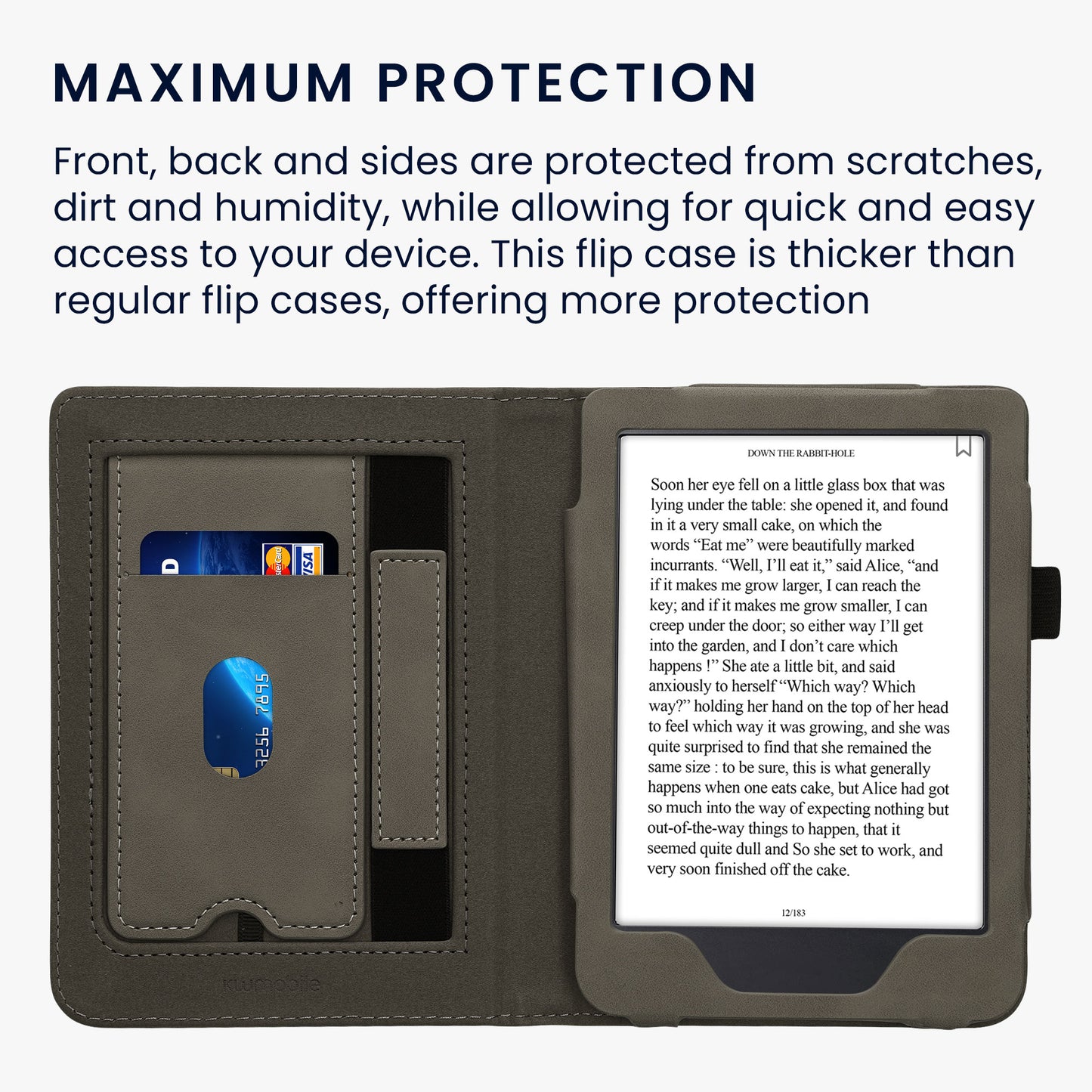 kwmobile Schutzhülle kompatibel mit Kobo Clara 2E / Tolino Shine 4 Flip Hülle - Cover mit Handschlaufe