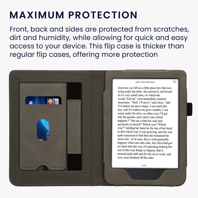 kwmobile Schutzhülle kompatibel mit Kobo Clara 2E / Tolino Shine 4 Flip Hülle - Cover mit Handschlaufe