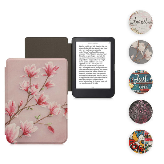 kwmobile Klapphülle kompatibel mit Kobo Clara 2E / Tolino Shine 4 Hülle - eReader Case - Tarot Karten Dunkelblau Gelb Schwarz Dunkelblau  [dsg58]