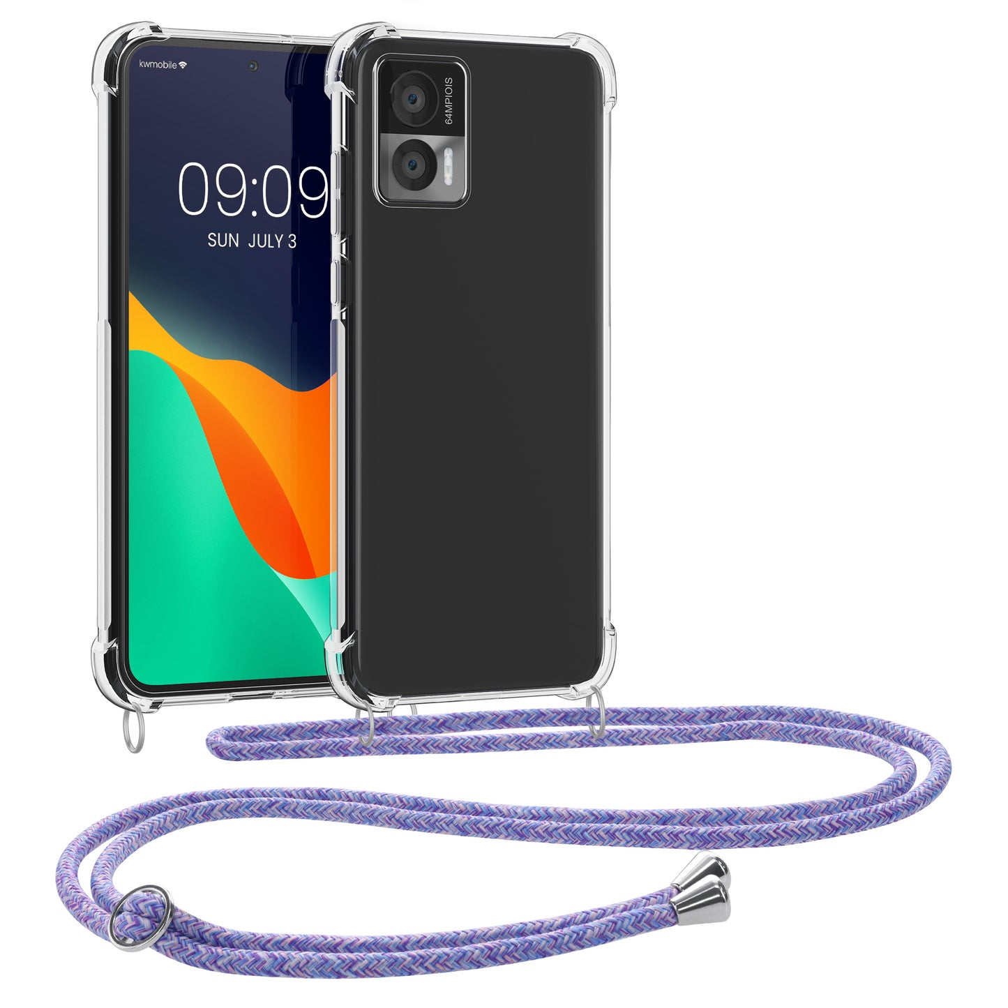 kwmobile Necklace Case kompatibel mit Motorola Edge 30 Neo Hülle Silikon Cover mit Handykette Band Handyhülle