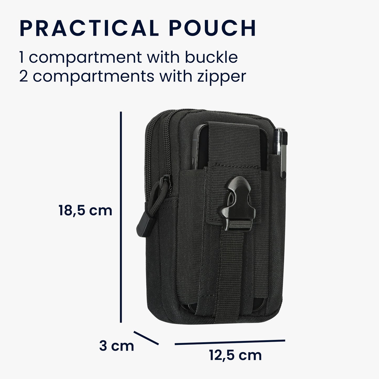 kwmobile Universal Gürteltasche für Handys - Gürtel Handytasche Outdoor Gürtelschlaufe - Handyhalterung mit Tasche 17,2 x 10 cm