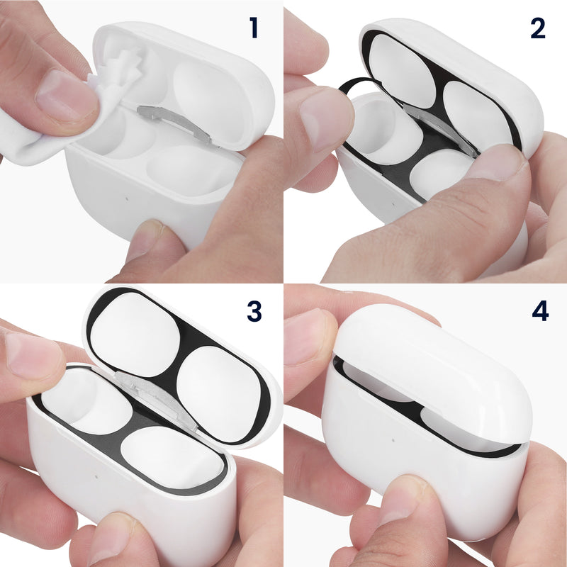 kwmobile Staubschutz Sticker kompatibel mit Apple Airpods Pro 2 Metallstaub Schutz Aufkleber Skins