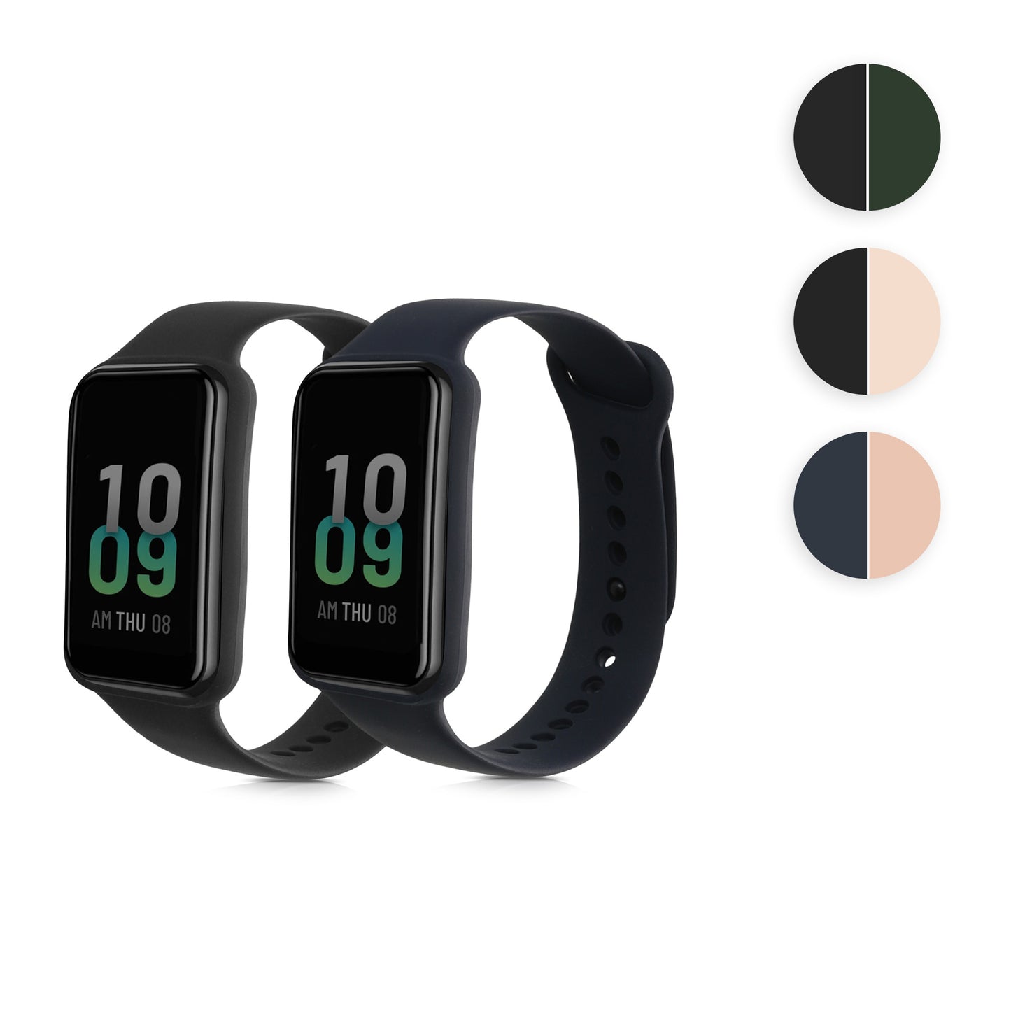 kwmobile Silikon Uhrenarmband für Amazfit Band 7 Armband - Ersatzarmband für Fitnesstracker - Wechselarmband Smartwatch - Dunkelgrün Beige Dunkelgrün  [dsg07]