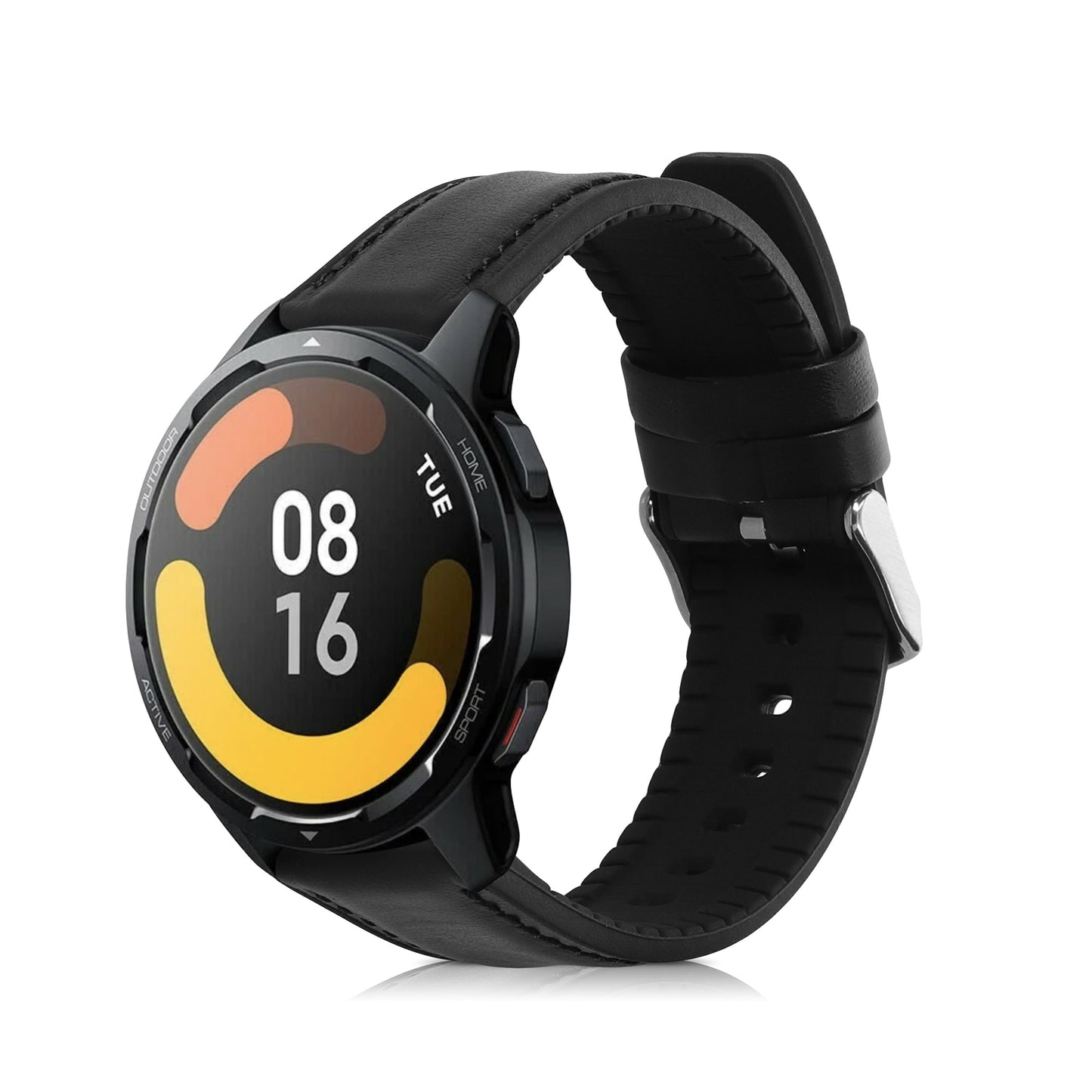 kwmobile Ersatzarmband kompatibel mit Xiaomi Watch S4 / S4 Sport / S3 / S2 / Watch S1 Active / Watch 5 Active Armband - Fitnesstracker Sportarmband aus Leder mit Uhrenverschluss - Schwarz Schwarz  