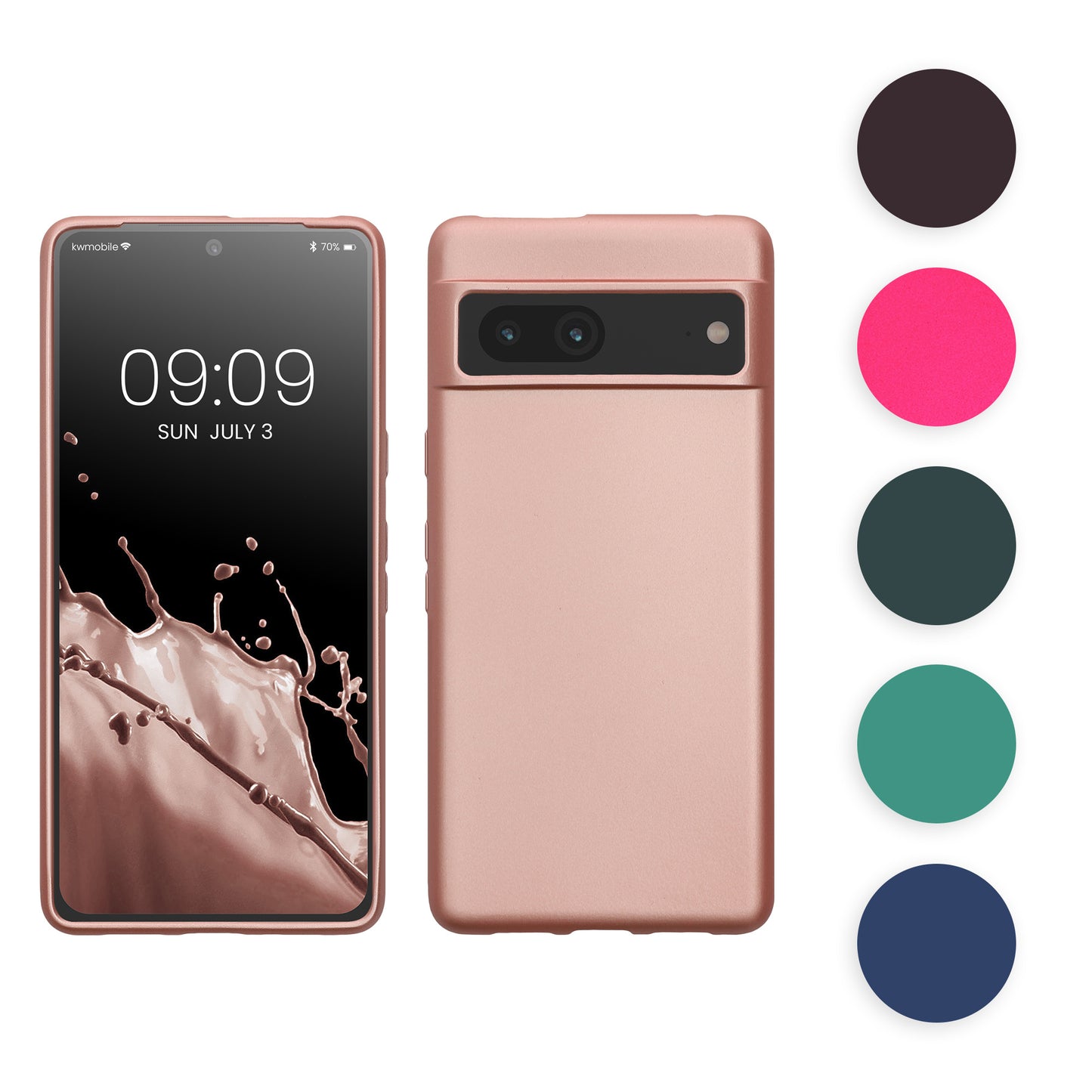 kwmobile Case kompatibel mit Google Pixel 7 Pro Hülle - Schutzhülle aus Silikon metallisch schimmernd - Handyhülle Metallic Rosegold Metallic Rosegold  