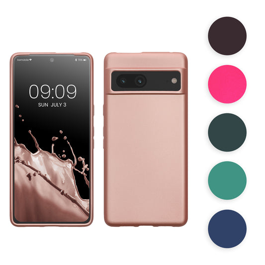 kwmobile Case kompatibel mit Google Pixel 7 Pro Hülle - Schutzhülle aus Silikon metallisch schimmernd - Handyhülle Metallic Rosegold Metallic Rosegold  
