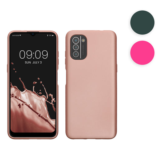 kwmobile Case kompatibel mit Nokia G21 / G11 Hülle - Schutzhülle aus Silikon metallisch schimmernd - Handyhülle Metallic Rosegold Metallic Rosegold  
