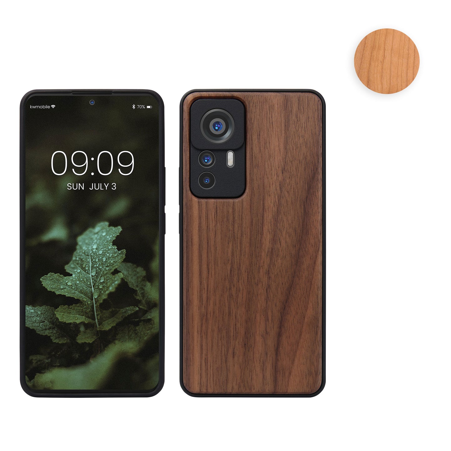 kwmobile Hülle kompatibel mit Xiaomi 12T / 12T Pro Hülle - Holz Case - stoßfestes Handy Cover - TPU Handyhülle in Dunkelbraun Dunkelbraun  