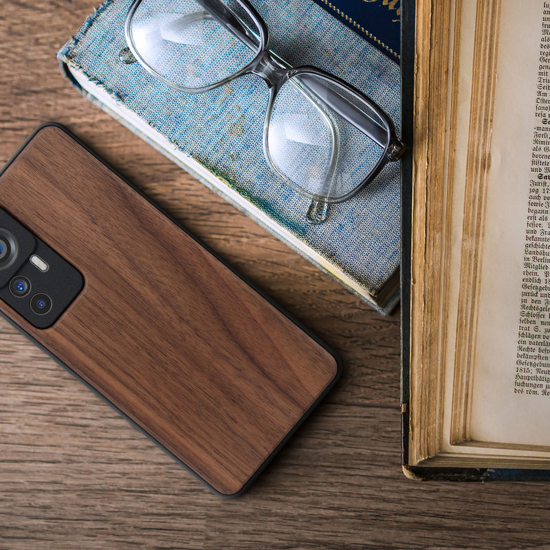 Holzhülle mit TPU Bumper für Xiaomi 12T / 12T Pro Kirschholz