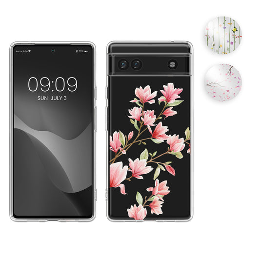 kwmobile Case kompatibel mit Google Pixel 6a - Hülle Silikon transparent Wildblumen Ranke Mehrfarbig Transparent Mehrfarbig  [dsg03]