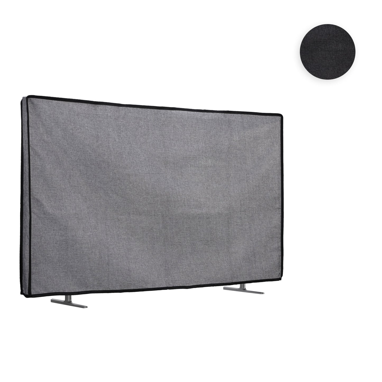 kwmobile 75" TV Abdeckung Indoor - Fernseher Hülle Bildschirmschutz Abdeckung - TV Bildschirm Staubschutzhülle - Fernsehabdeckung - Leinen Schwarz Schwarz  