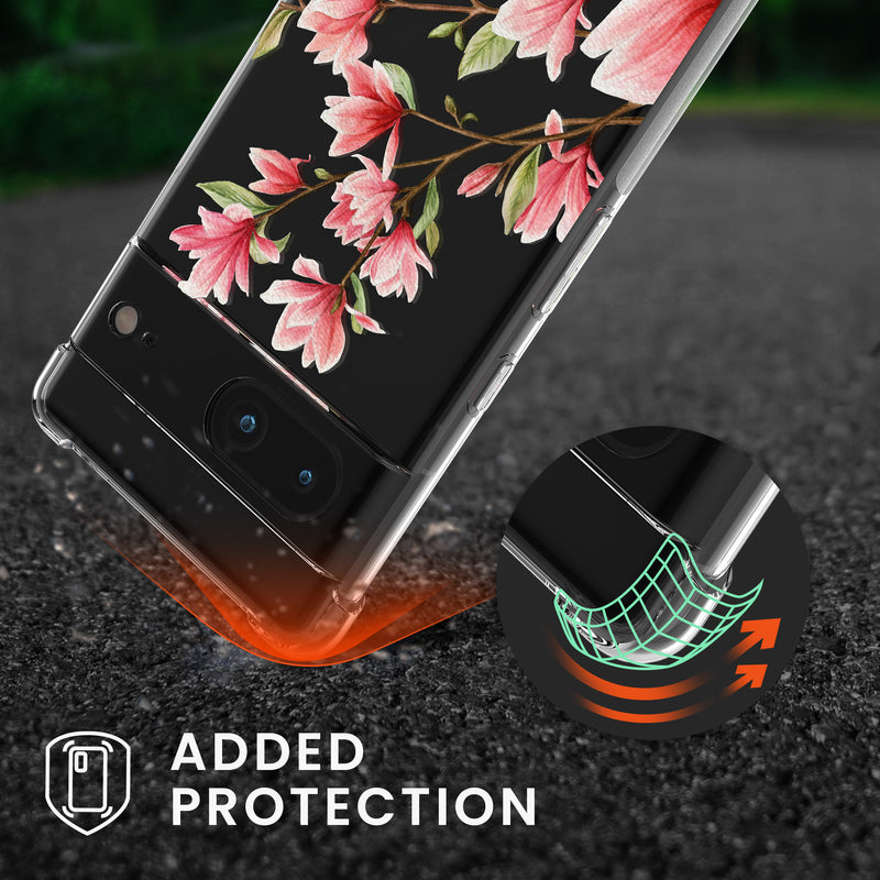kwmobile Necklace Case kompatibel mit Google Pixel 7 Hülle Silikon Cover mit Handykette Kirschblütenblätter