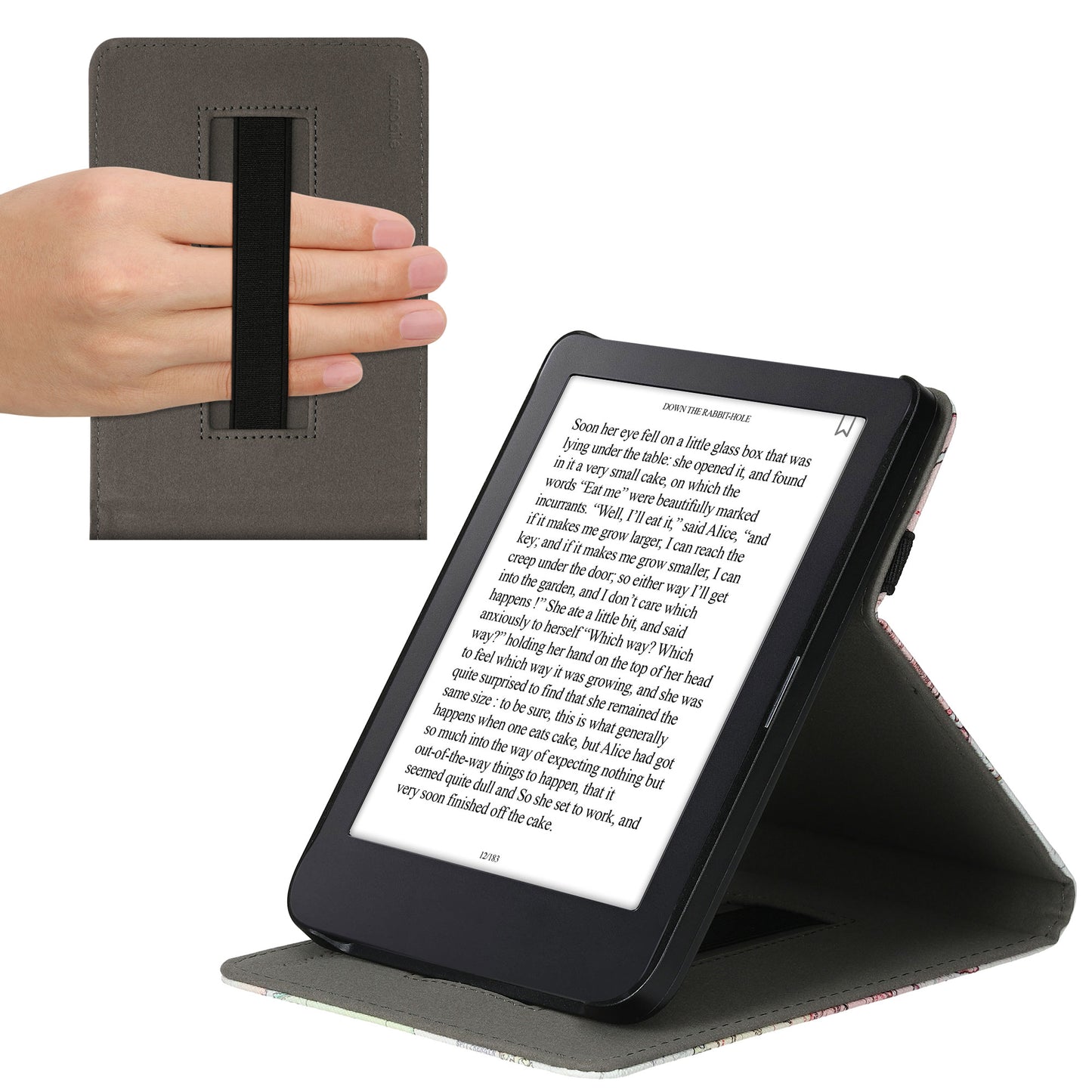 kwmobile Hülle kompatibel mit Kobo Clara 2E / Tolino Shine 4 Hülle - Case mit Schlaufe und Ständer
