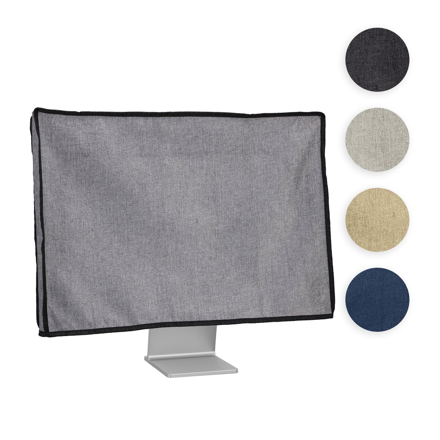 kwmobile Leinen Hülle kompatibel mit 27-28" Monitor - Schutzhülle Staubschutz Abdeckhaube für PC Bildschirm - Computer Screen Cover Staubhaube Haube in Blaugrau Blaugrau  
