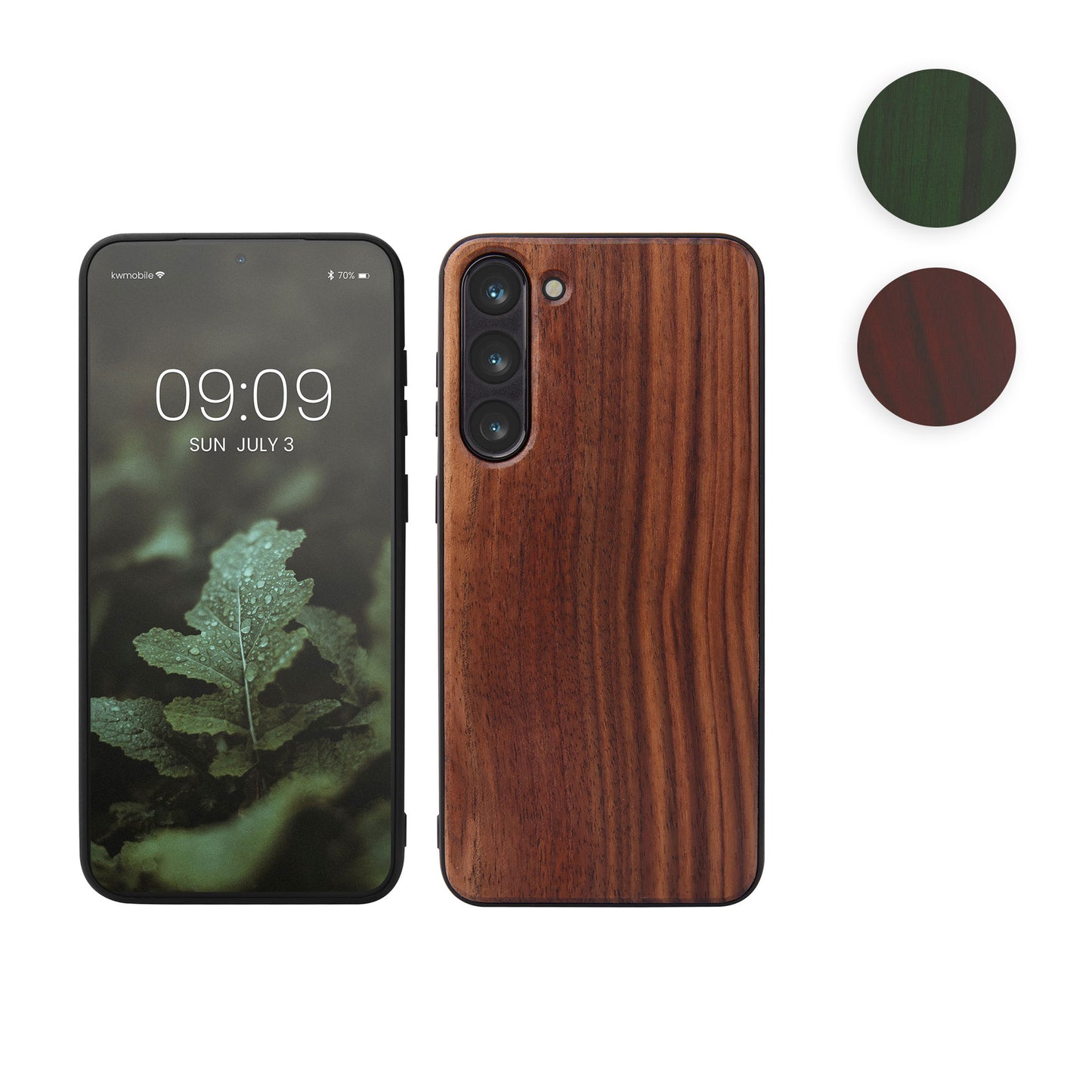kwmobile Hülle kompatibel mit Samsung Galaxy S23 Plus Hülle - Holz Case - stoßfestes Handy Cover - TPU Handyhülle in Dunkelrot Dunkelrot  