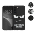 kwmobile Hülle kompatibel mit Samsung Galaxy S22 - Handyhülle Silikon Case - Don't touch my Phone Weiß Schwarz Weiß  [dsg01]