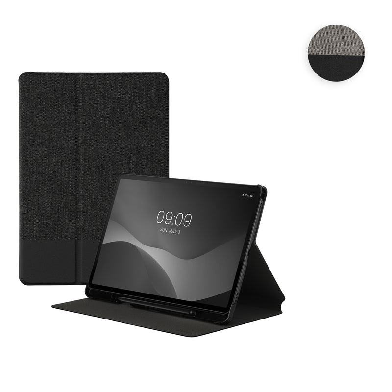 kwmobile Schutzhülle kompatibel mit Samsung Galaxy Tab S8 / Galaxy Tab S7 - Hülle Slim - Tablet Cover Case mit Ständer Hellgrau Schwarz Hellgrau  