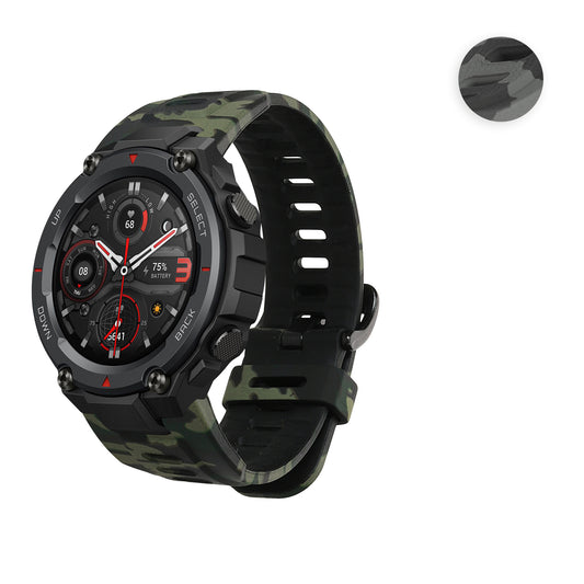 kwmobile Armband kompatibel mit Huami Amazfit T-Rex / T-Rex Pro Armband - Fitnesstracker Sportarmband Band aus TPU und Silikon - Camouflage Dunkelgrau Schwarz Hellgrau Dunkelgrau  [dsg02]