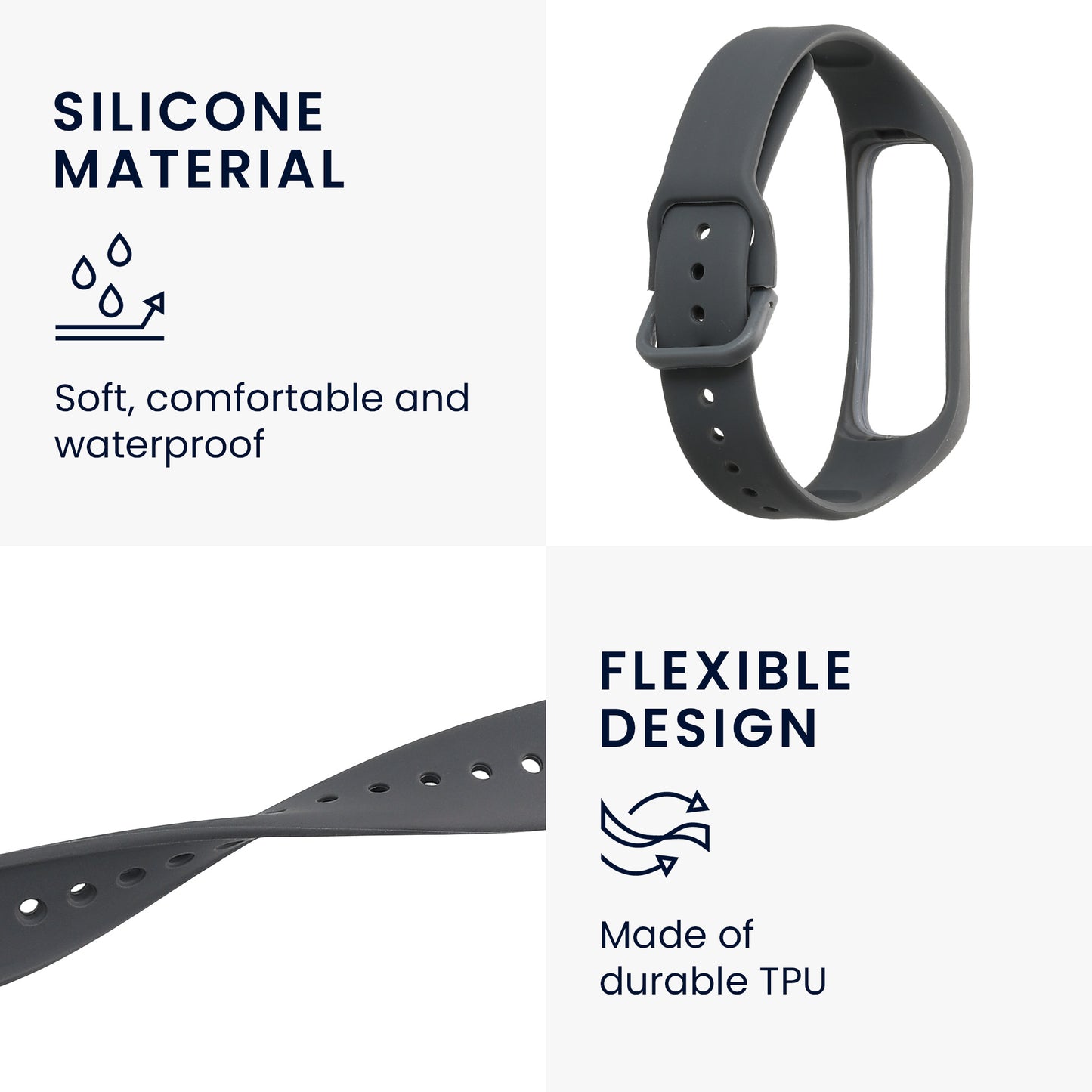 kwmobile Silikon Uhrenarmband für Samsung Galaxy Fit 2 Armband Ersatzarmband für Fitnesstracker Wechselarmband Smartwatch