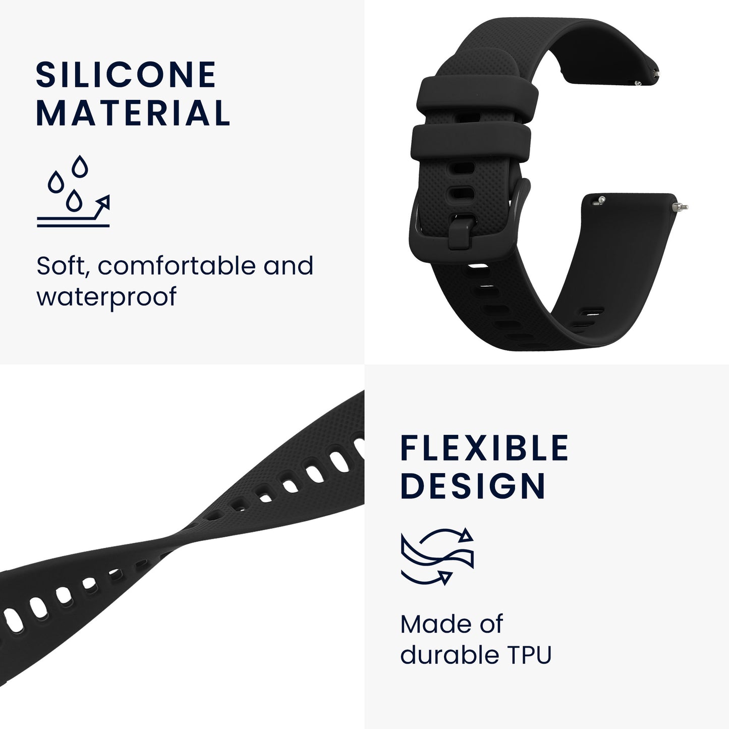 kwmobile Silikon Uhrenarmband für Garmin Venu Sq Music / Sq Armband Ersatzarmband für Fitnesstracker Wechselarmband Smartwatch