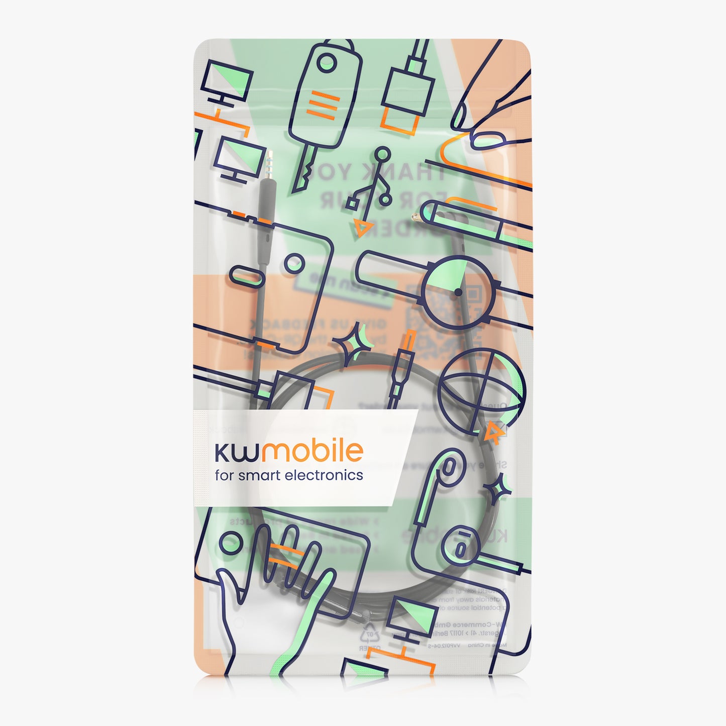 kwmobile Kopfhörerkabel für JBL E30 / E50 / E55BT / E65 BTNC / LIVE 500BT / TUNE 600 BTNC / LIVE 650 BTNC - Ersatz Kabel Mikrofon Lautstärkeregler - 3.5mm Klinke