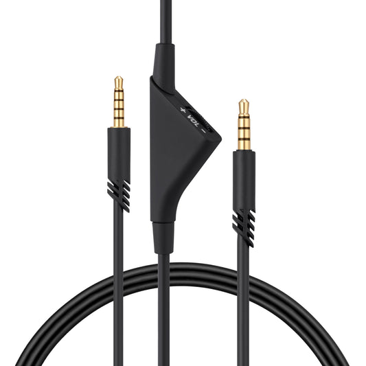 kwmobile Kopfhörerkabel kompatibel mit Logitech Astro A50 / A40TR / A40 / A30 / A10 - Ersatz Kabel 200 cm mit Lautstärkeregler - 3.5mm Klinke Schwarz  