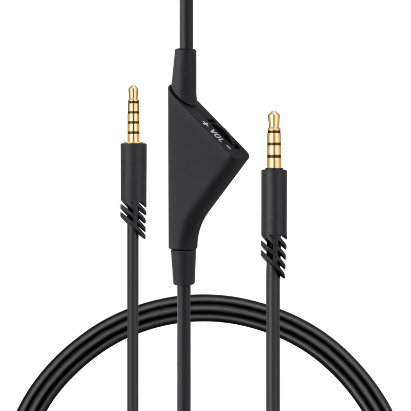 kwmobile Kopfhörerkabel kompatibel mit Logitech Astro A50 / A40TR / A40 / A30 / A10 - Ersatz Kabel 200 cm mit Lautstärkeregler - 3.5mm Klinke Schwarz  
