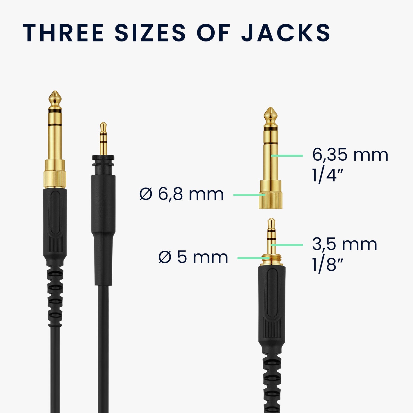 kwmobile Kopfhörerkabel kompatibel mit Shure SRH440A / SRH840A / SRH440 / SRH840 Ersatz Kabel 300 cm 3.5mm Klinke mit 6.35mm Adapter