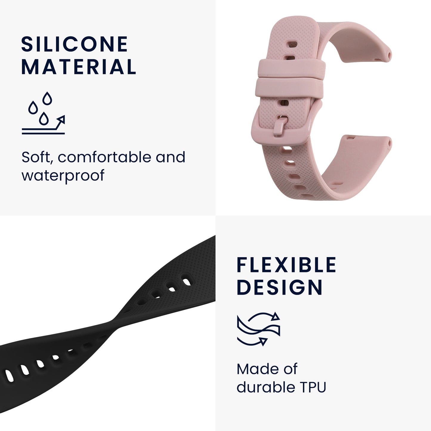 kwmobile Uhrenarmband für Withings ScanWatch 38mm / Steel HR 36mm / Move ECG Armband - Fitnesstracker Band Set - Ersatzarmband Smartwatch