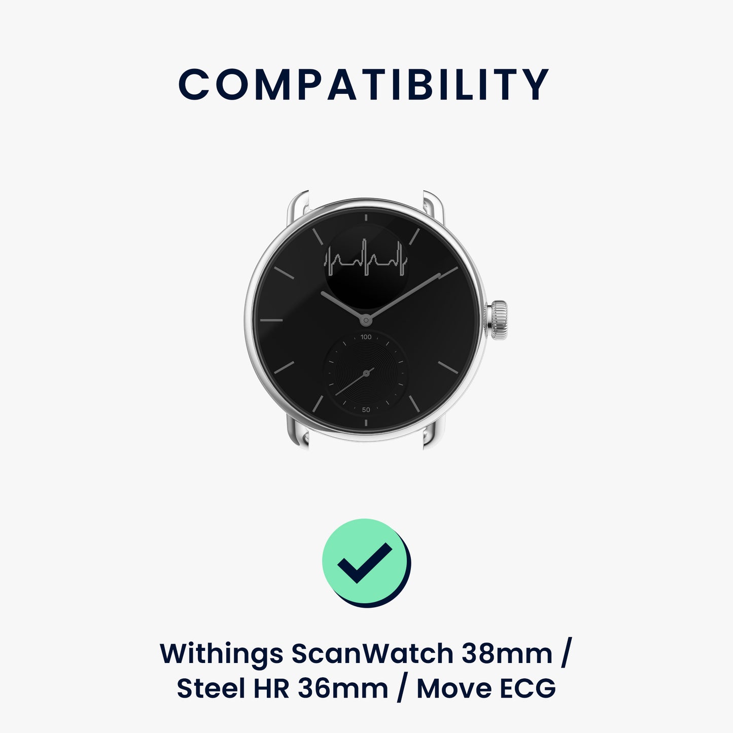 kwmobile Uhrenarmband für Withings ScanWatch 38mm / Steel HR 36mm / Move ECG Armband - Fitnesstracker Band Set - Ersatzarmband Smartwatch