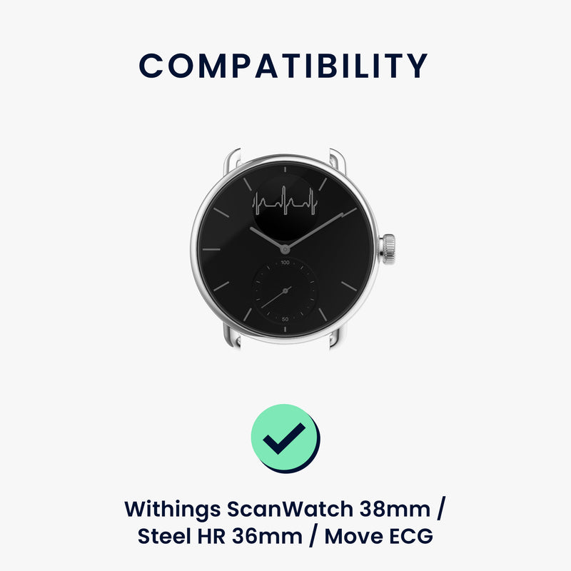 kwmobile Uhrenarmband für Withings ScanWatch 38mm / Steel HR 36mm / Move ECG Armband - Fitnesstracker Band Set - Ersatzarmband Smartwatch