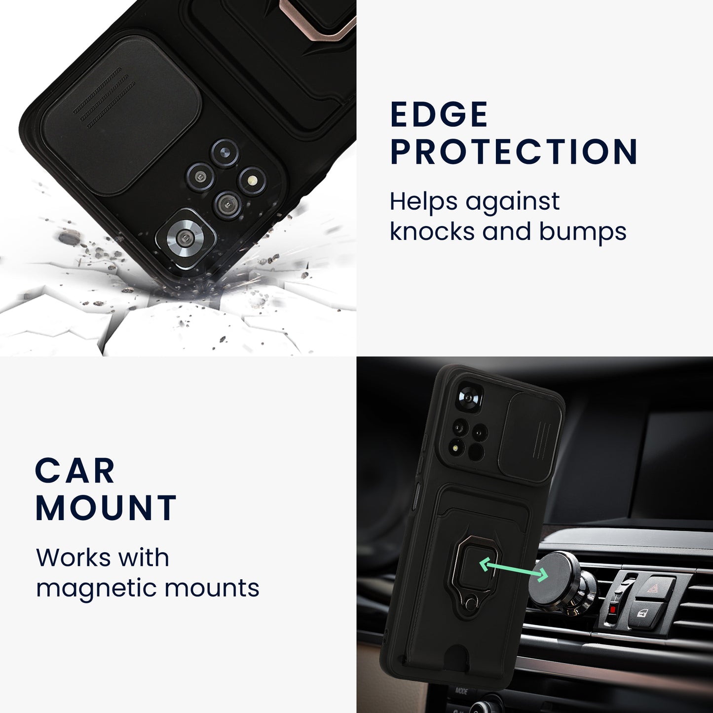 kwmobile Handyhülle kompatibel mit Xiaomi Redmi Note 11 Pro+ 5G / Note 11 Pro Plus 5G - Softcase mit Kameraschutz - Kartenfach