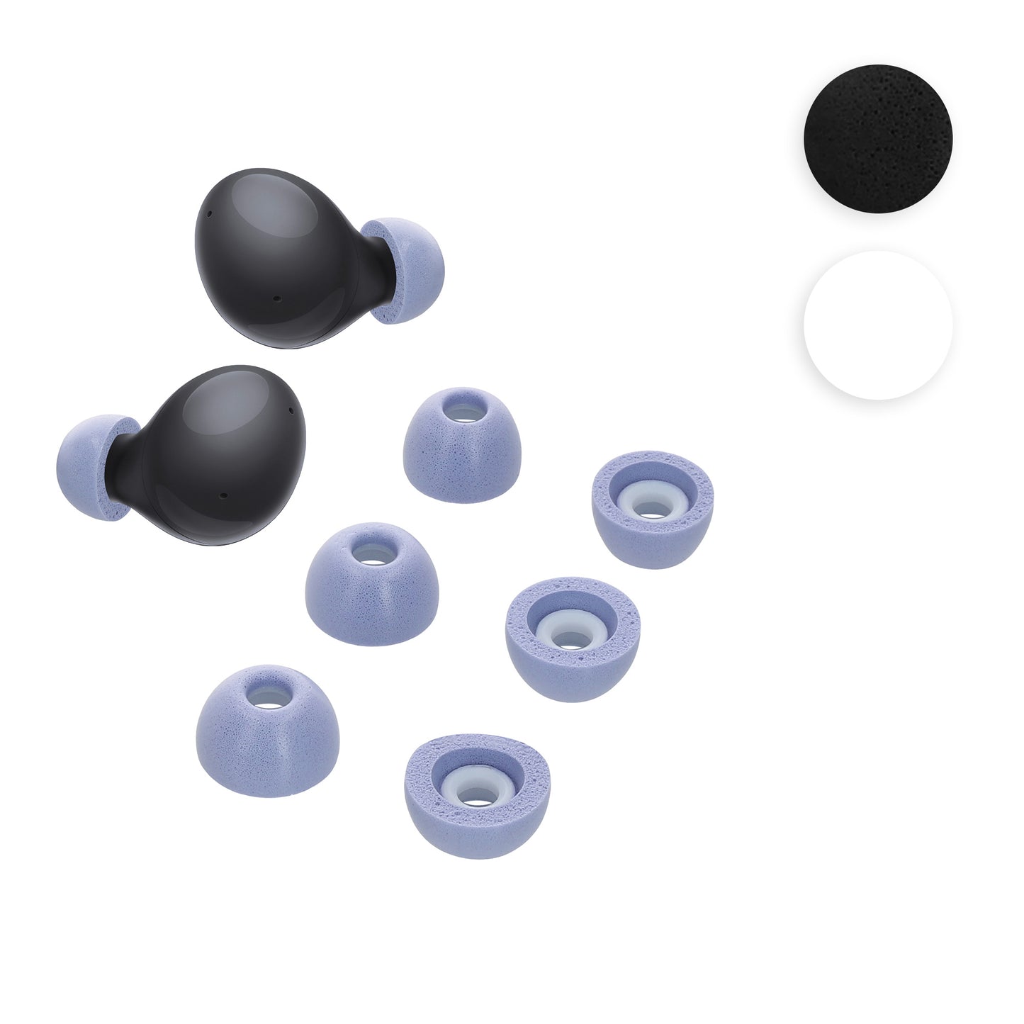 kwmobile 6x Ersatz In Ear Kopfhörer kompatibel mit Samsung Galaxy Buds 2 - 3 Größen - Polster Ohrstöpsel In-Ear Ohrhörer - Schwarz Schwarz  